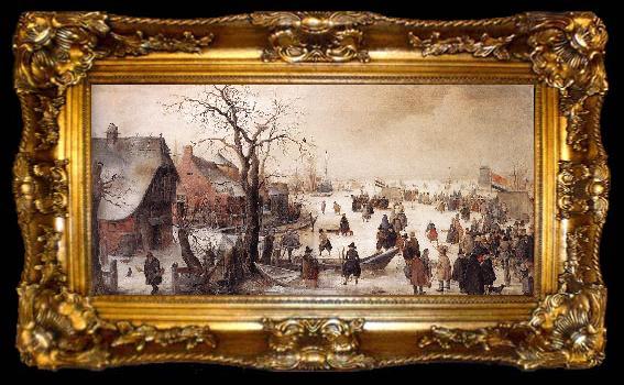framed  AVERCAMP, Hendrick Winter Scene on a Canal  ggg, ta009-2
